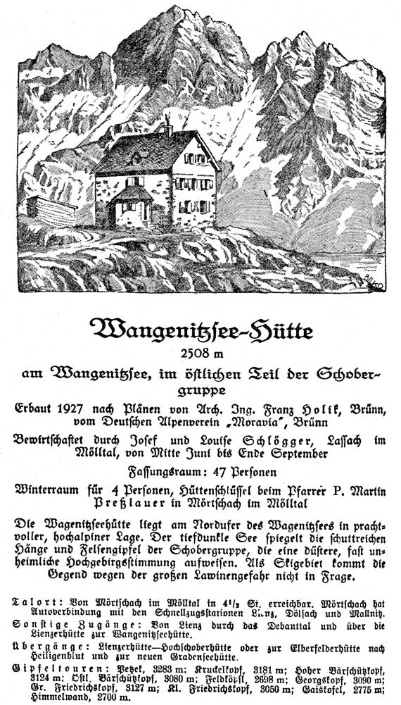 Wangenitzseehütte Handbuch für AV-Mitglieder