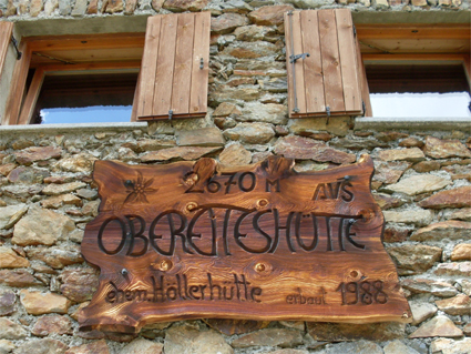 Hüttenschild Oberetteshütte