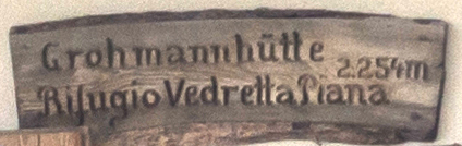 Grohmannhütte Schild